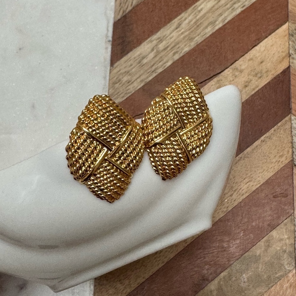 Vintage - NAPIER Signed Woven Clip On Statement Earrings